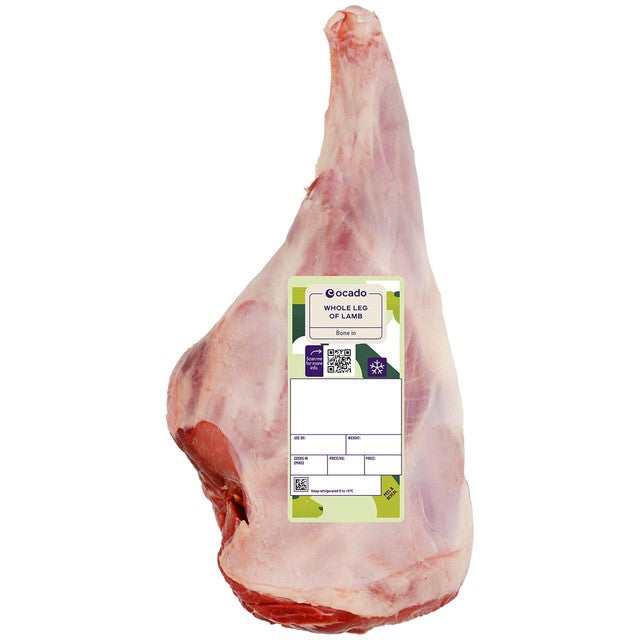 Ocado whole leg of lamb bone-in 2.25kg, imported from the UK