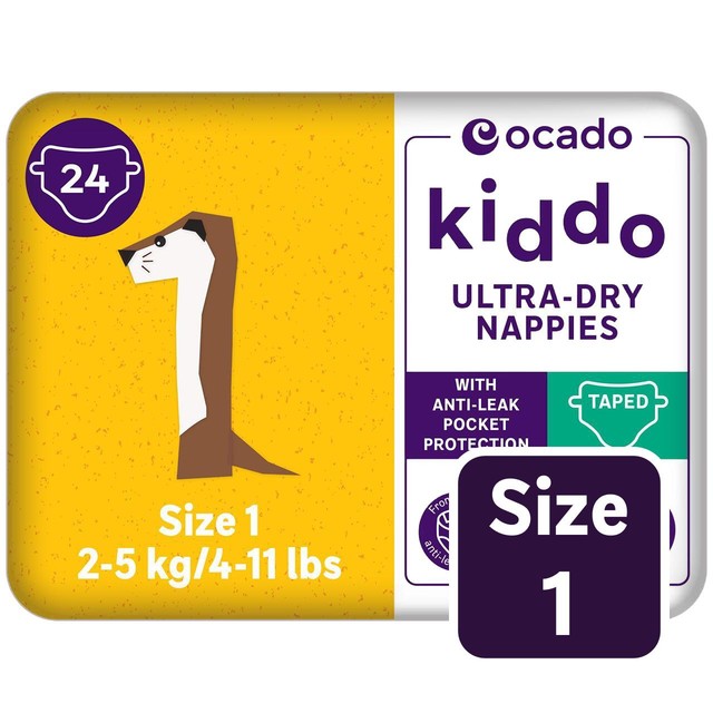 Ocado Kiddo Ultra-Dry nappies Size 1 (2-5kg), imported from the UK