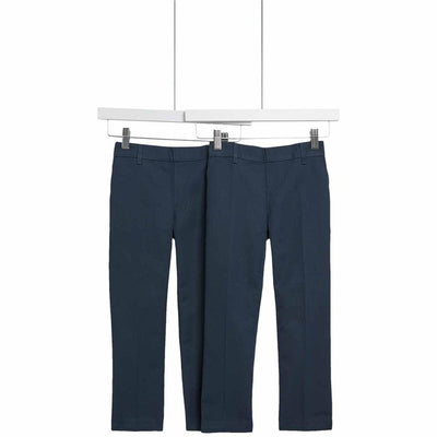 M&S Boys Regular Leg Adjustable Hem School Trousers, Black, 12-13 Years