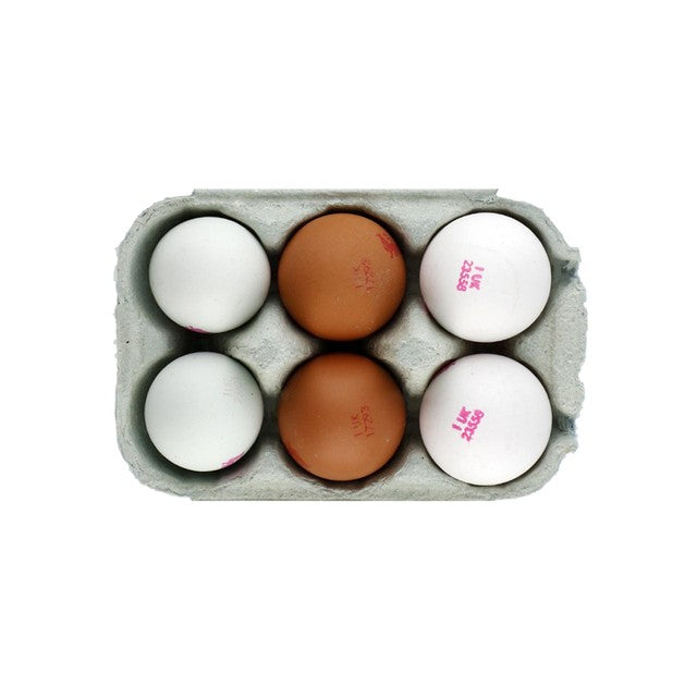 M&S mixed size free range eggs 6 pack, imported from the UK