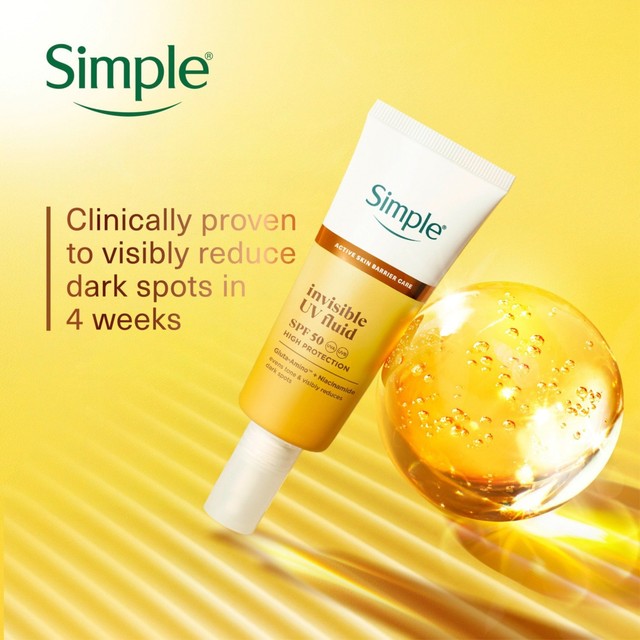 Simple Invisible UV Face Fluid Moisturiser SPF50 40ml (British brand)