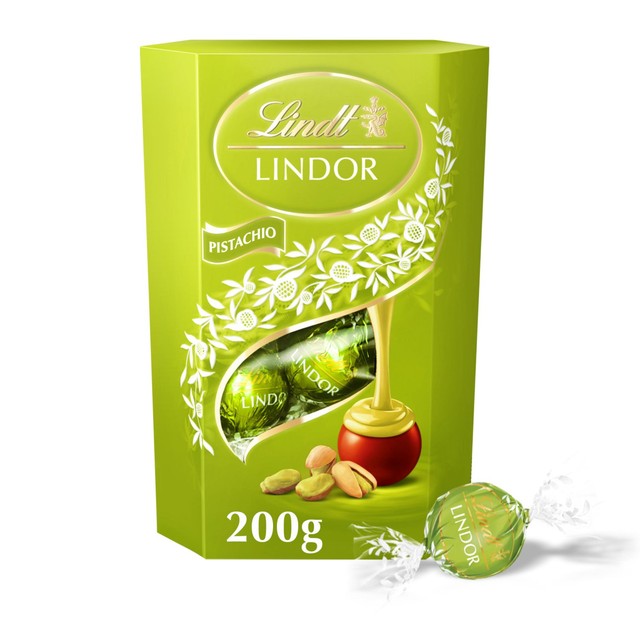 Lindt Lindor Pistachio Chocolate Truffles 200g box, UK version