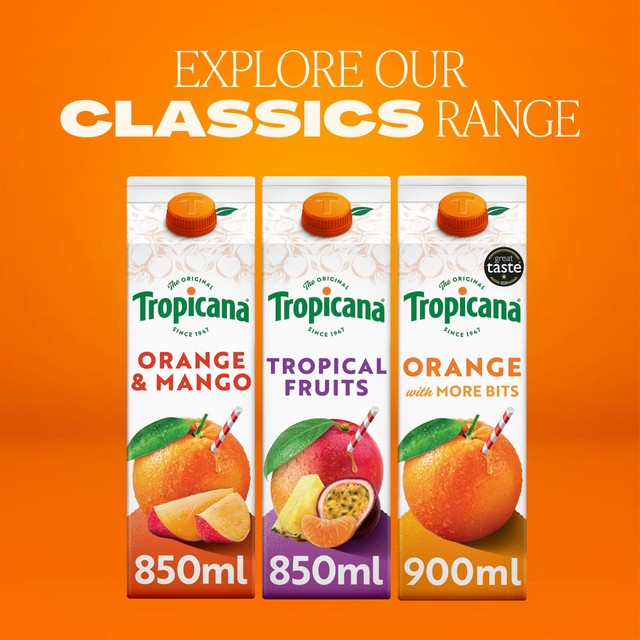 Tropicana smooth orange juice 900ml (British brand)