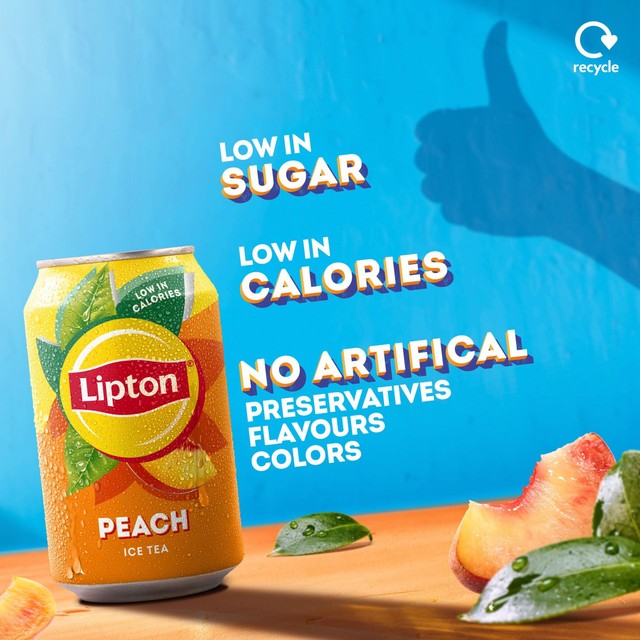 Lipton peach flavored ice tea in 330ml cans, UK version