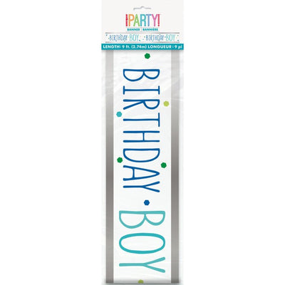 Unique Party Happy Birthday Boy Foil Banner Decoration 9ft