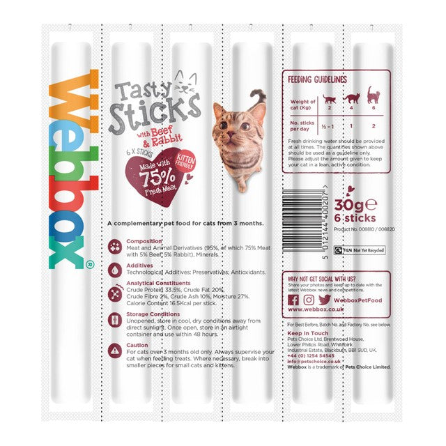 Webbox cat treat sticks with beef and rabbit 30g (British brand)