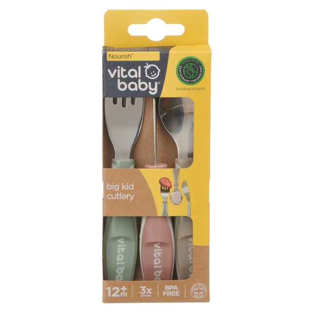 Vital Baby toddler cutlery set natural 3pk (British brand)