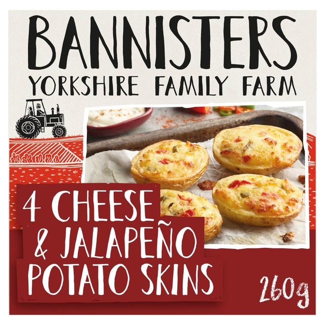Bannisters Farm 4 Cheese and Jalapeno Potato Skins 260g - British product