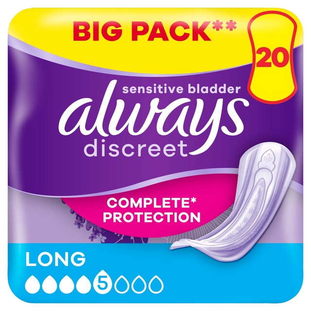 Always Discreet incontinence pads long 20 Pack - British product