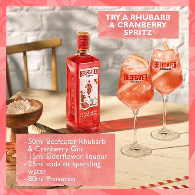 Beefeater Rhubarb & Cranberry Flavoured Pink Gin 70cl - British product