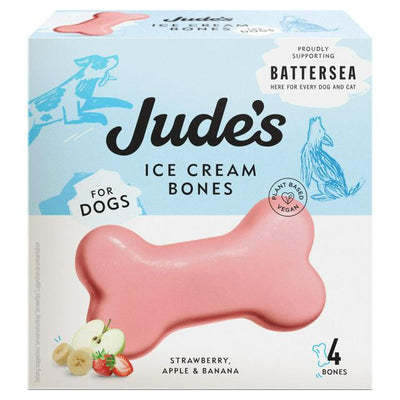 Judes Strawberry Apple Banana Ice Cream Bones For Dogs 4 x 45ml