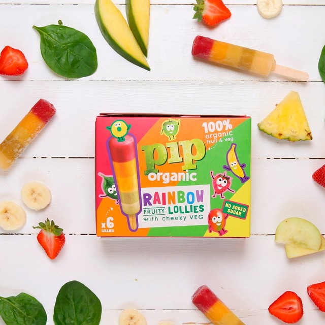 Pip Organic Rainbow Lollies with Cheeky Veg 6x40ml, imported from the UK
