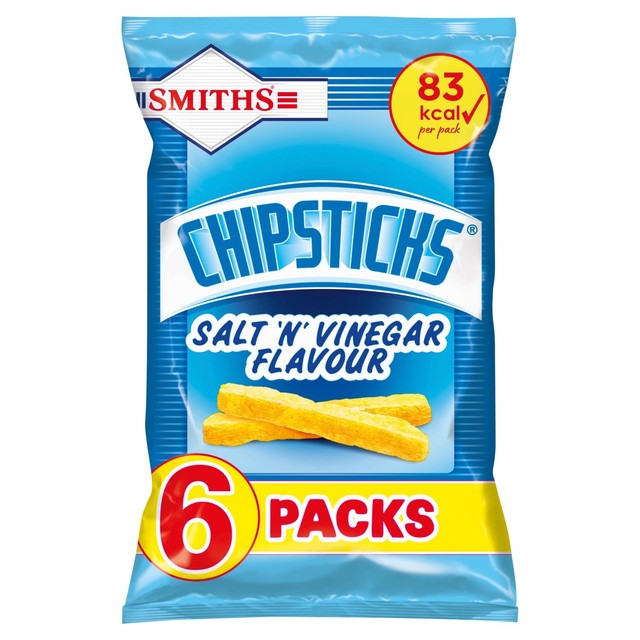 Smiths Chipsticks Salt & Vinegar crisps multipack 6x17g - British product