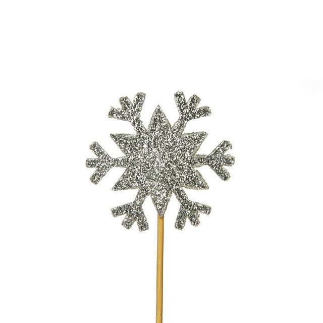 Silver Glitter Snowflake Christmas Cupcake Toppers