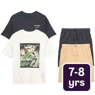 M&S Outdoor Travel Shortie Pyjama Set 2-Pack 7-8 Years Black