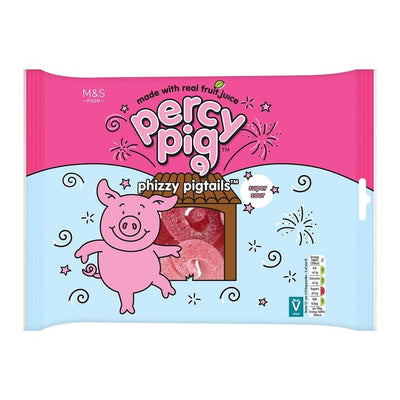 M&S Percy Pig Pigtails effervescents grands au goût fruité acidulé 400g