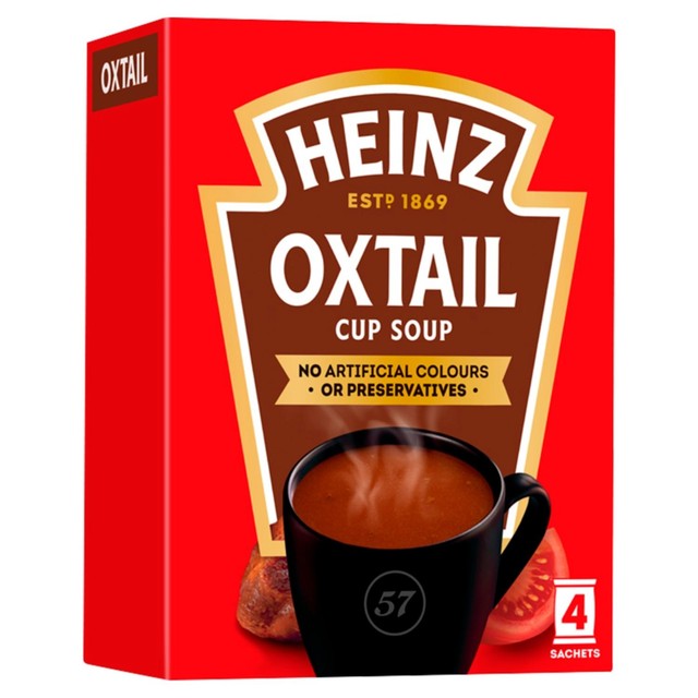 Heinz Oxtail flavour instant dry soup in 62g single-serve sachet, UK version
