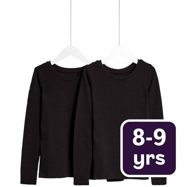 M&S unisex black thermal tops 8-9 years, imported from the UK