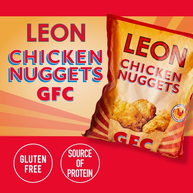 Leon gluten-free chicken thigh nuggets 300g, UK version
