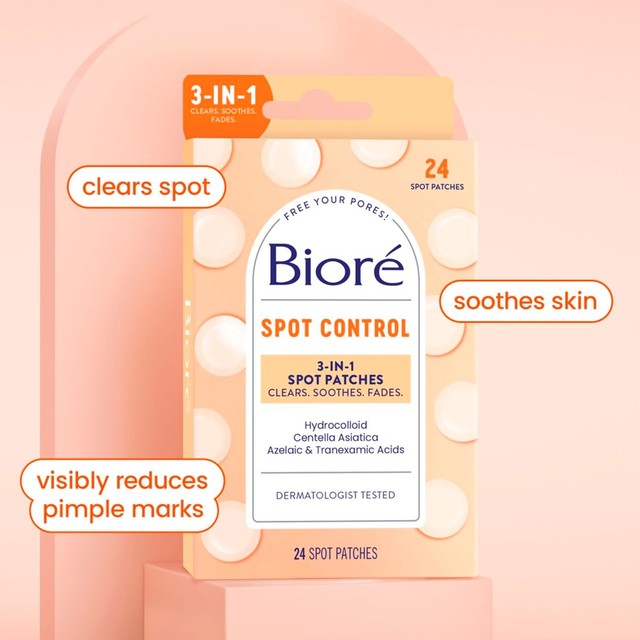 Biore Spot Control 3-in-1 Acne Spot Patches 24 Pack - British product