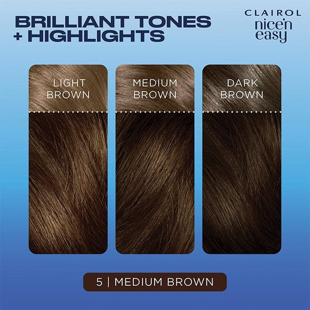 Clairol Nice'n Easy 5 Medium Brown hair dye 60ml - British product