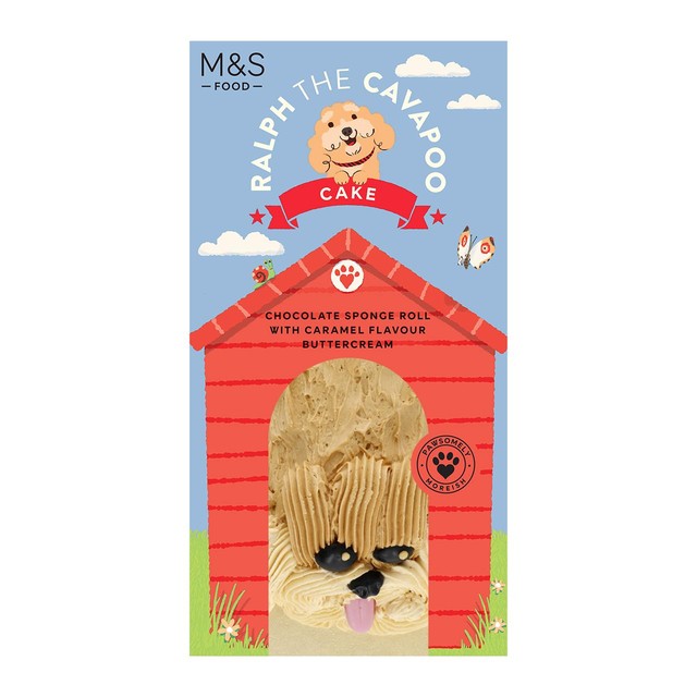 M&S Ralph the Cavapoo Cake Chocolate Sponge Roll 800g, imported from the UK