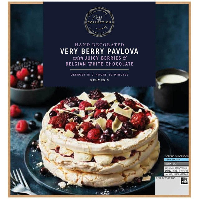 M&S very berry pavlova frozen dessert 670g, imported from the UK