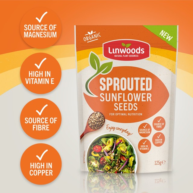 Linwoods organic sprouted sunflower seeds 125g, UK version