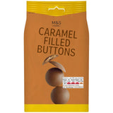 M&S Caramel Filled Buttons Milk Chocolate 150g, imported from the UK