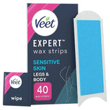 Veet sensitive wax strips for legs and body 40 strips (British brand)