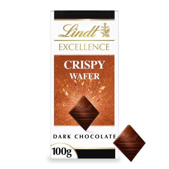 Lindt crispy wafer dark chocolate bar 100g, UK version
