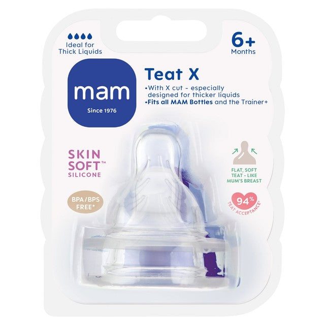 MAM silicone cross cut bottle teats for 6+ months, imported from the UK