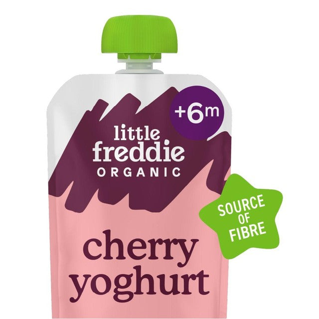 Little Freddie cherry Greek style yoghurt baby food pouch 100g, UK version