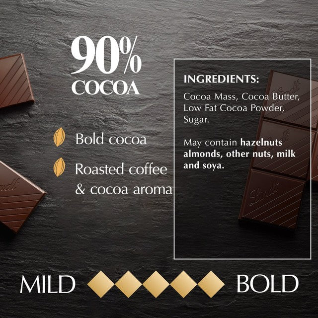 Lindt 90% cocoa dark chocolate bar 100g, UK version