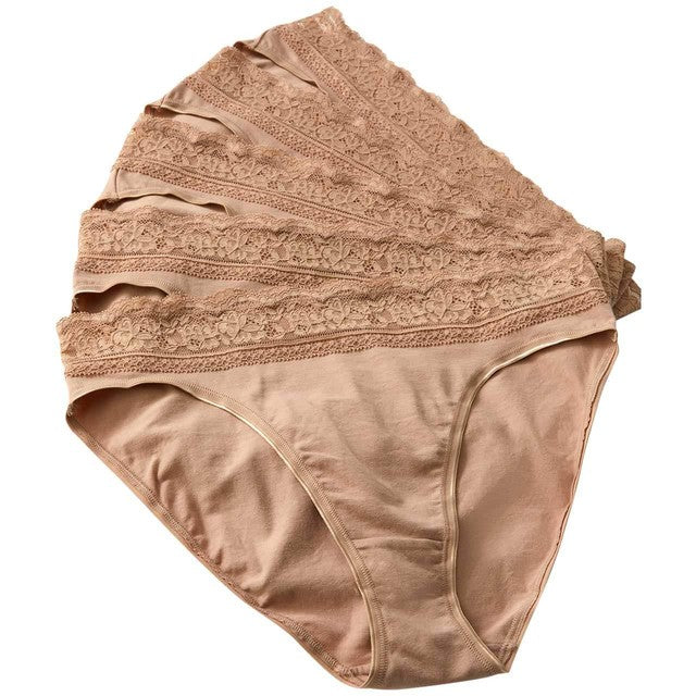 M&S Cotton Lace Knickers Rose Quartz 5 Pack Size 18, imported from the UK