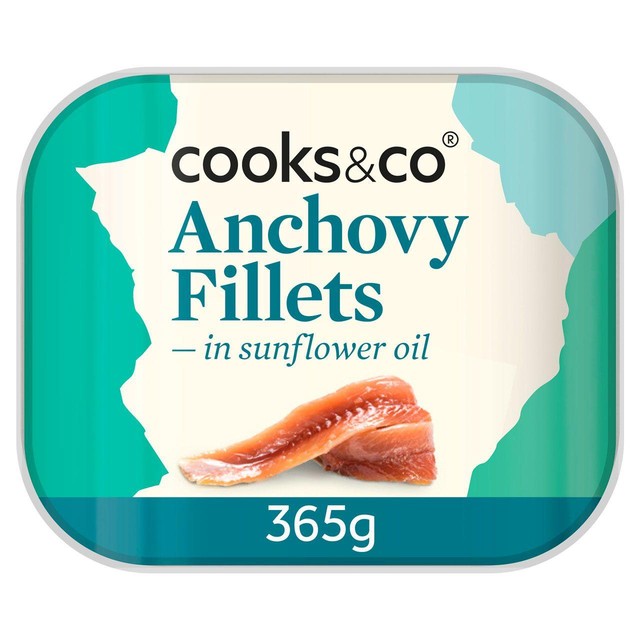 Cooks & Co anchovy fillets in sunflower oil 365g - British product