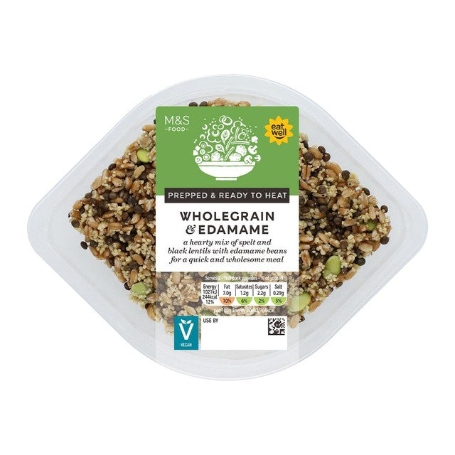 M&S spelt, lentils, and edamame soybeans mix 290g, imported from the UK