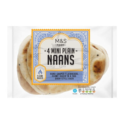 M&S Mini Plain Naanbrød Pakke med 4