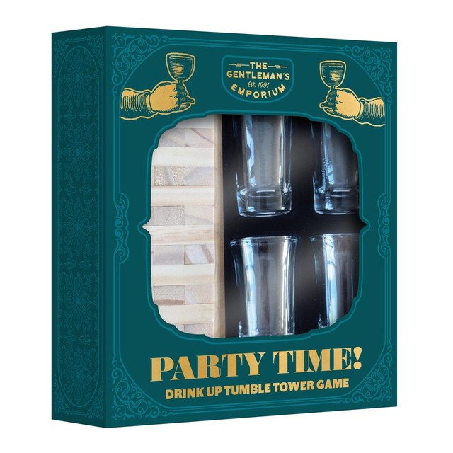 Robert Frederick Drink Up Tumble Tower drinking game, UK version