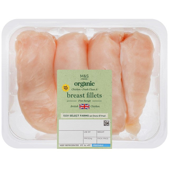M&S organic British chicken breast fillets 500g, imported from the UK