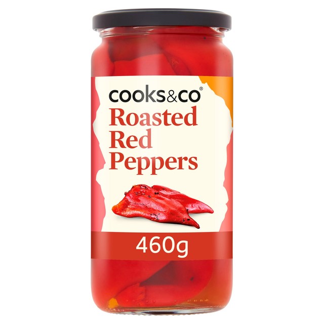 Cooks & Co roasted red peppers in red wine vinegar 460g - British product