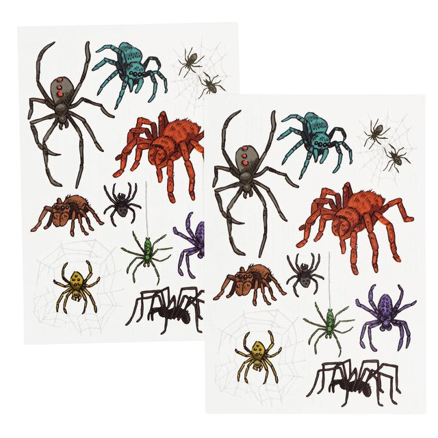 Rex International Halloween spider temporary tattoos 2 sheets, imported from the UK