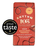 Rhythm 108 vegan hazelnut truffle chocolate bar 100g, imported from the UK