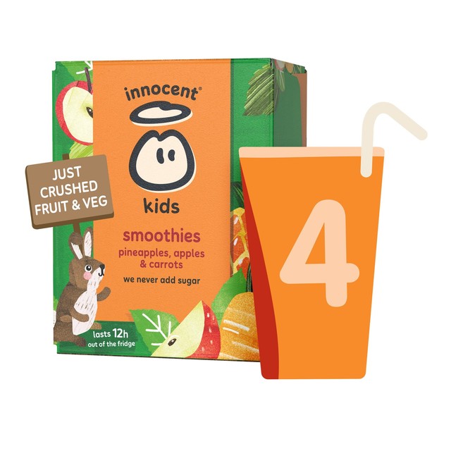 Innocent Kids Smoothie Pineapples, Apples & Carrots 4 x 150ml, UK version