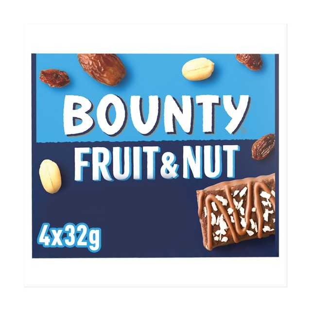Bounty fruit and nut milk chocolate snack bars 128g - British product