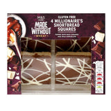 M&S gluten-free Millionaire's Shortbread with caramel and chocolate 4-pack, imported from the UK