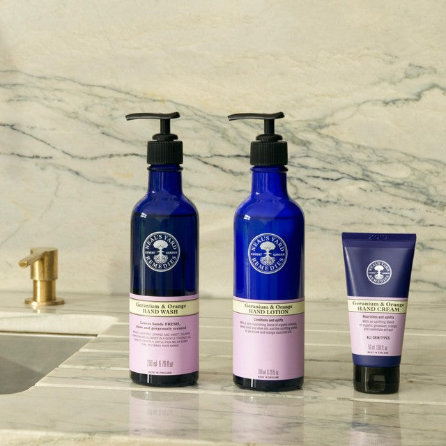 Neal's Yard geranium and orange hand lotion 200ml, imported from the UK