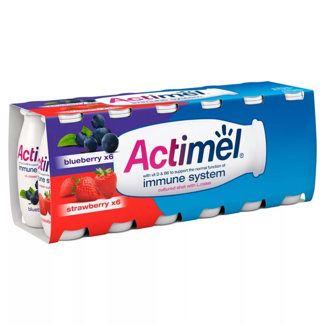 Actimel strawberry blueberry yoghurt drink 12 x 100g multipack - British product