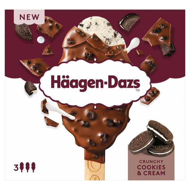 Häagen-Dazs Crunchy Cookies & Cream ice cream sticks 3 x 80ml, UK version