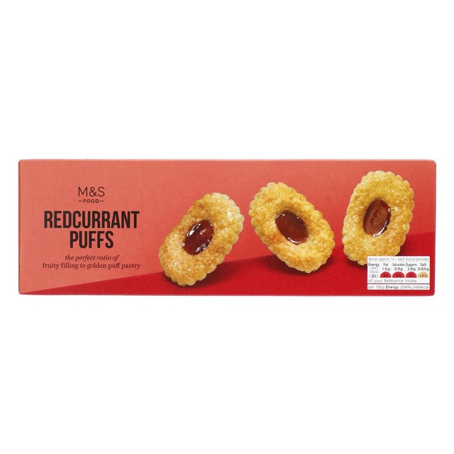 M&S Redcurrant Puffs Twin Pack biscuits 200g, imported from the UK